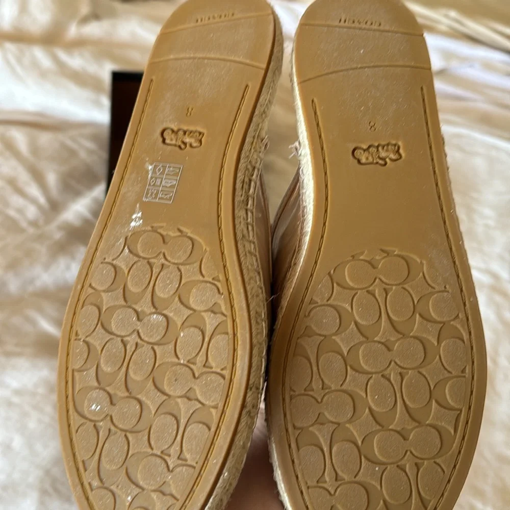 Coach Metallic Gold Espadrille Mule with Tassel Charm